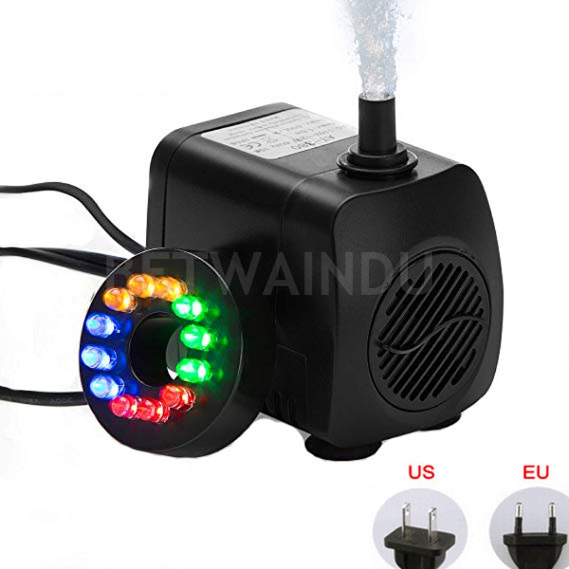 2.5W/4W/7W/12W/15W Aquarium Water Pump 220V/110V with LED Lights Submersible Pump Flow Adjustable EU/US Plug