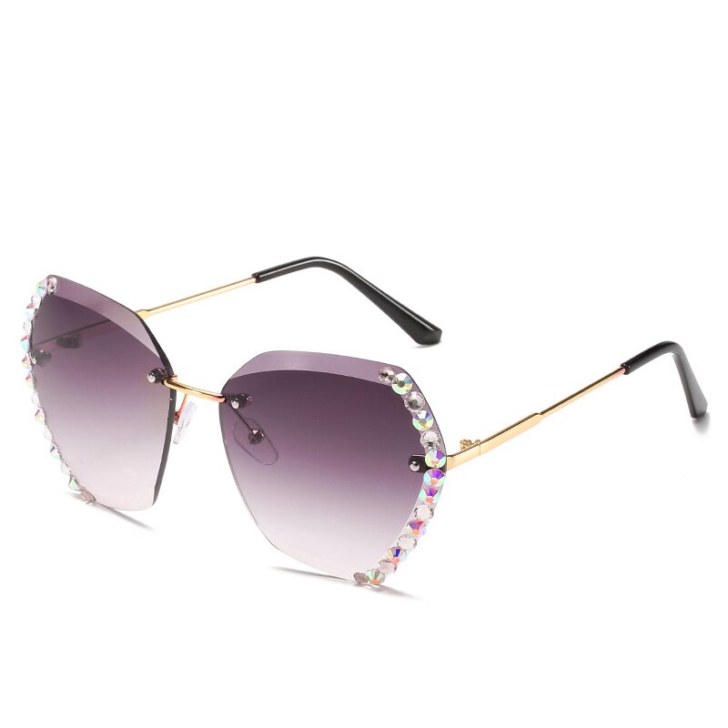 Polygon zonnebrillen trend diamant montuurloos vrouw persoonlijkheid oceaan stuk gradiënt kleur bril persoonlijkheid wild