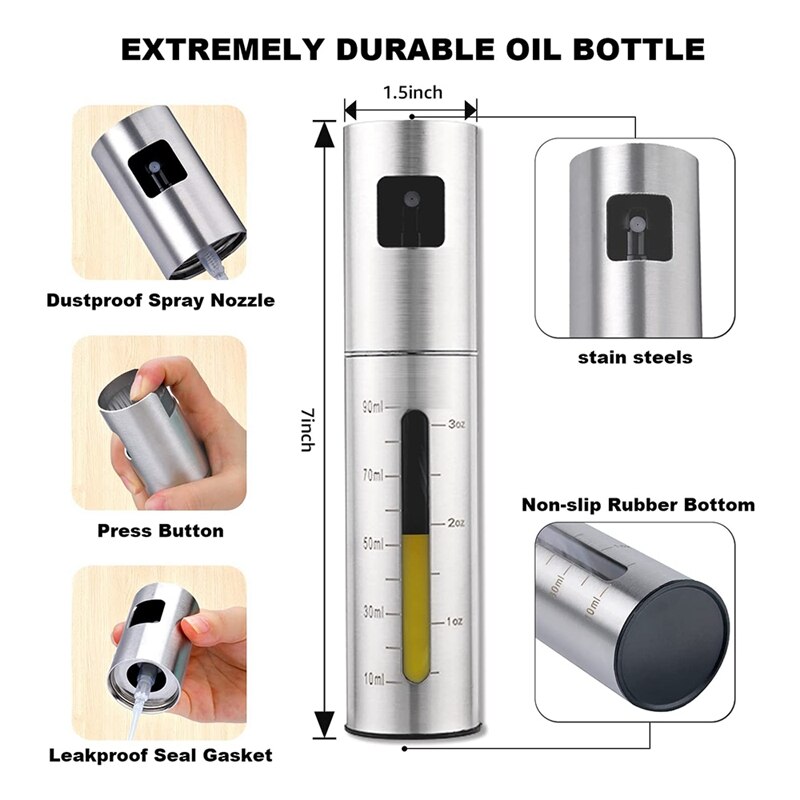 Olie Spuit Voor Koken-Olie Spray Fles, 100Ml Olijfolie Sproeier Voor Keuken, olie Dispenser Voor Keuken Draagbare