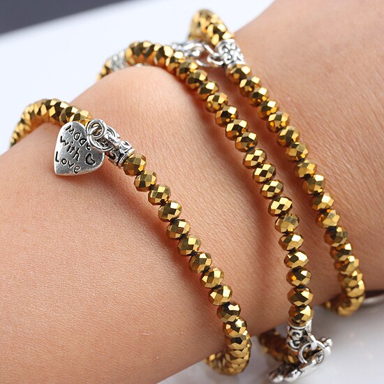 Vintage Kristallen Glazen Hart Zon Olifant Hanger Bedels Voor Armband Elastische Wrap Armband Vrouwen Sieraden Meisjes Mode