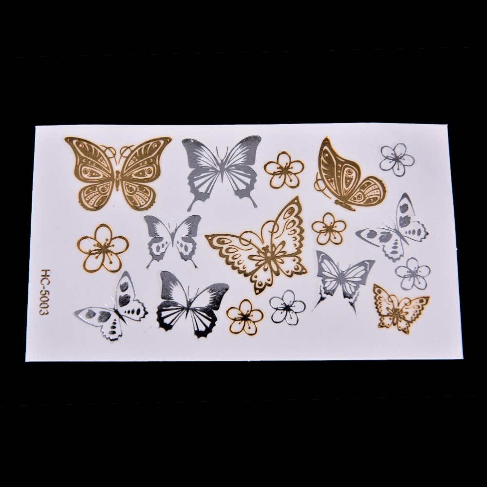 Aacar Waterdicht 11*6Cm Gouden Vlinder 3D Tijdelijke Tattoo Body Art Flash Tattoo Stickers