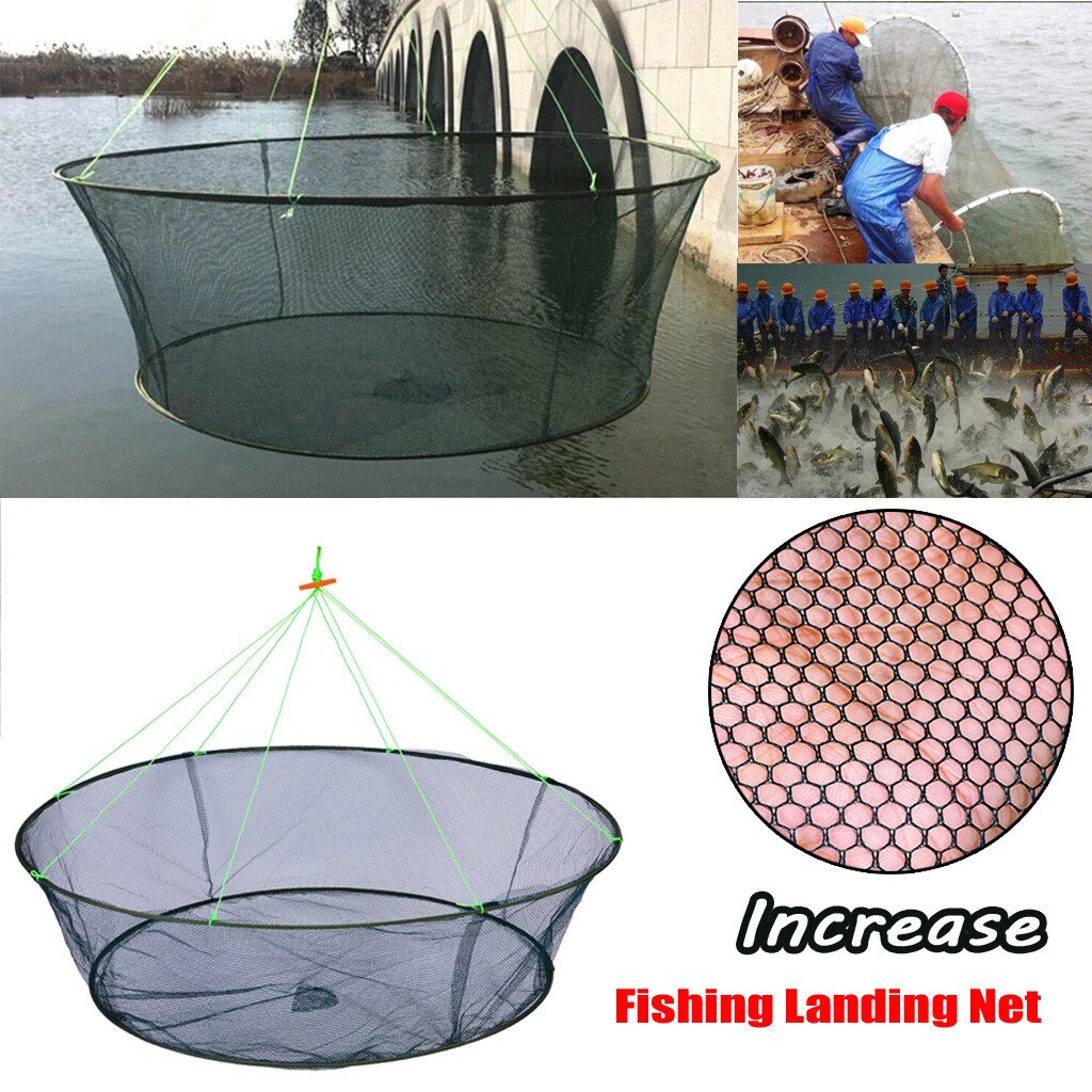 Large Fishing Net Foldable Folding Mesh Nylon Fishing Net Baits Trap Cast Dip Crab Shrimp Nets Automatic Trap Outdoor Fishnet