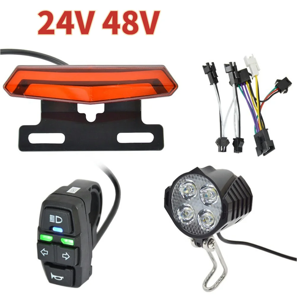 Luz trasera de freno LED para bicicleta eléctrica, lámpara trasera de señal de giro de alto brillo, fácil instalación para luz trasera de bicicleta eléctrica de 36V y 48V