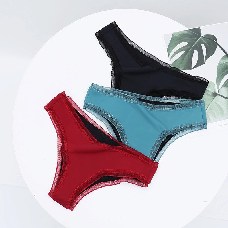 3Pcs Menstruele Slipje Voor Vrouwen Lekvrij Ondergoed Mode Effen Kleur Onderbroek Sexy Periode Lingerie