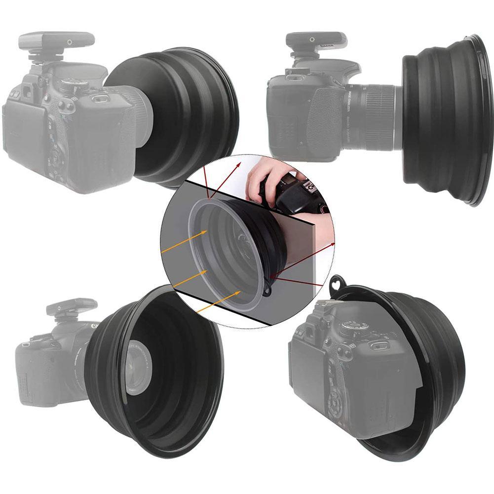 Ultimate Lens Hood Reflection-free Collapsible Silicone Lens Cover Anti-glass Lens Hood for Camera Mobile Phone Images Videos