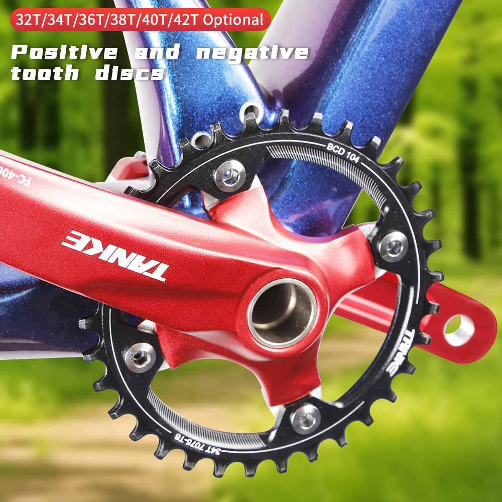 TANKE Crankset 170MM Bicycle Chainring hollow integrated crankset 104 BCD Narrow Wide Bike MTB Crown Square Hole Sprocket crank