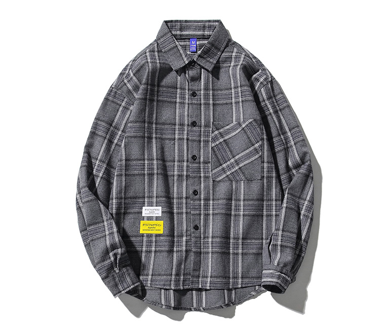 men's shirt loose single-breasted plaid shirt cotton long-sleeved casual spring and summer men's plus size shirt 5XL: Gray / 4XL