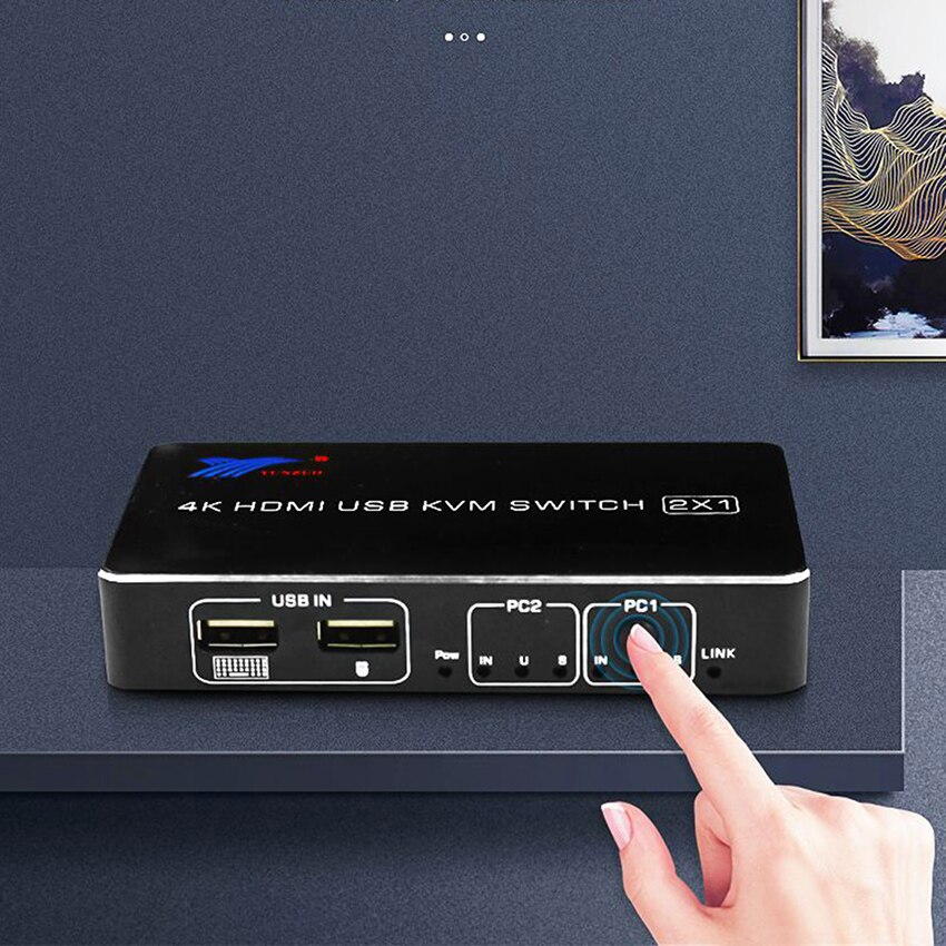 2 poort USB HDMI KVM Switch 4K @ 60Hz RGB/YUV 4:4:4 HDR HDMI 2.0 Switcher 2X1 Ondersteuning Toetsenbord Muis Printer