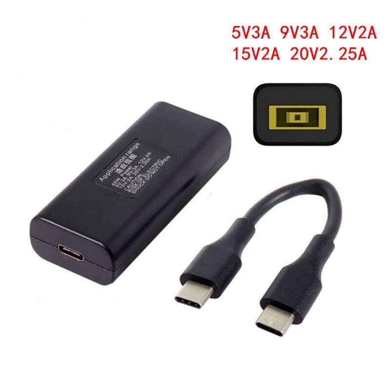 DC USB Type C Male Power Charger Converter Adapter Connector For Lenovo Dell Hp Asus Laptop Adapter 20V 3.25A Square Plug Female