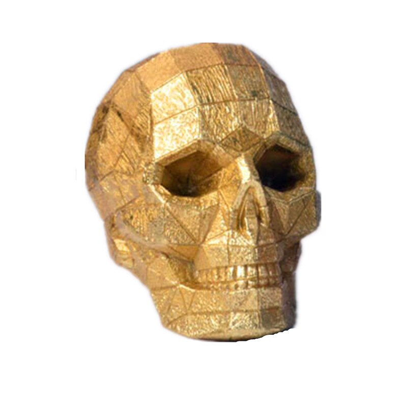 Resin Geometric Skull Crafts Ornaments Home Decoration Statue Sculpture Gold and Black Halloween Accessories