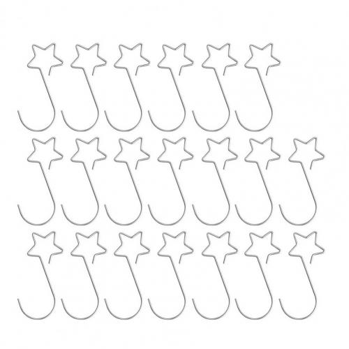 Crochet de suspension en forme de S, 20 pièces, crochet de suspension en métal pour arbre, motif étoile, pour couronne de noël, décoration d'arbre, pour la maison: Argent