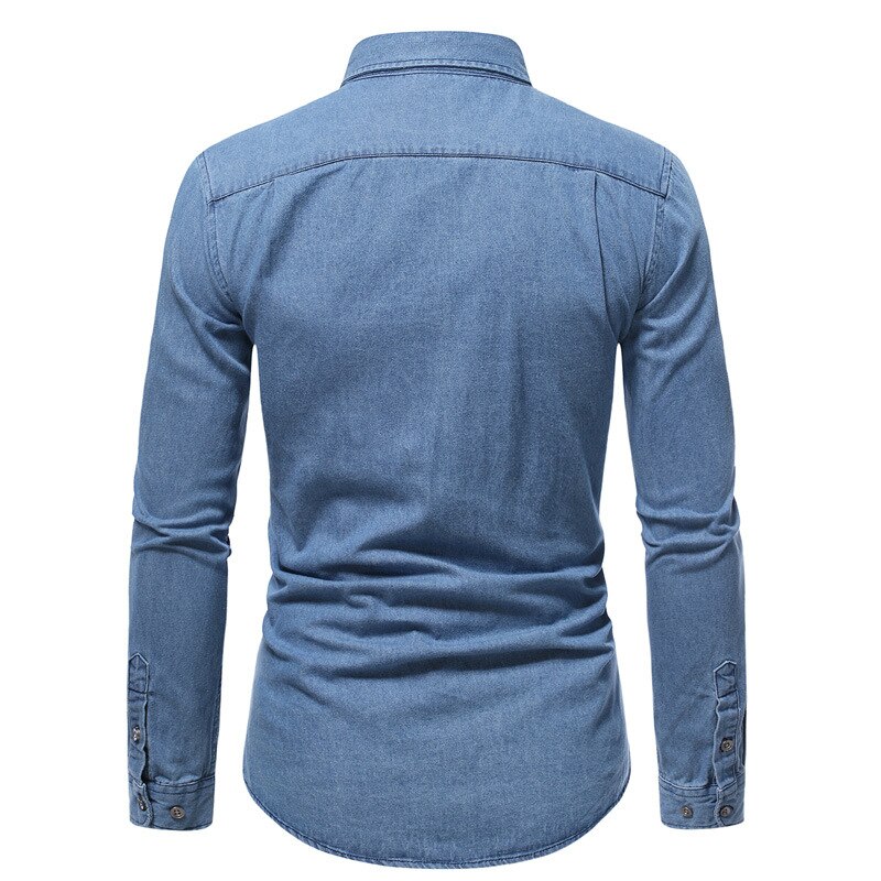 Men Long Sleeve Denim Shirt Mens Casual Soft Cotton Dress Shirts Male Street Wear Jean Shirts 2022 Mens Shirts