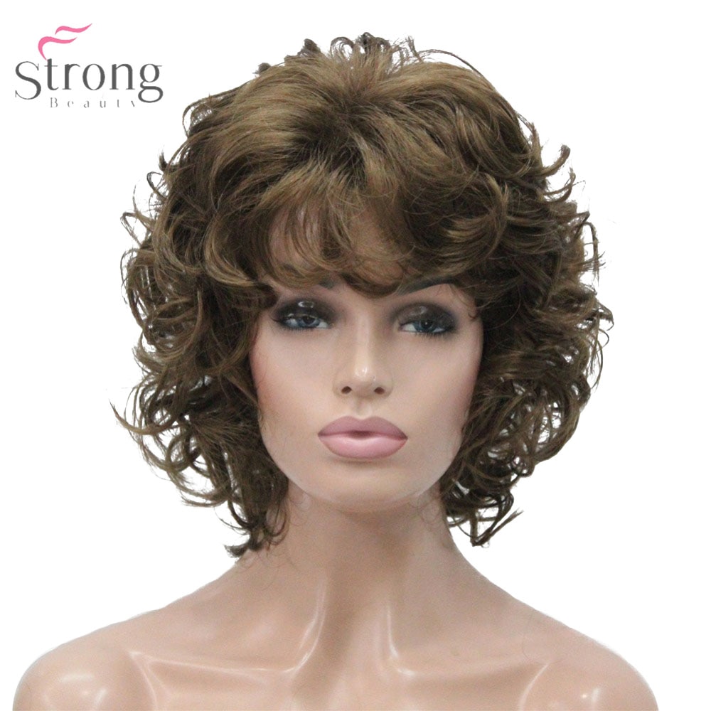 StrongBeauty vrouwen Synthetische Pruik Natuurlijke Haar Blond/Zwart Haarstukje Kort Krullend Pruiken