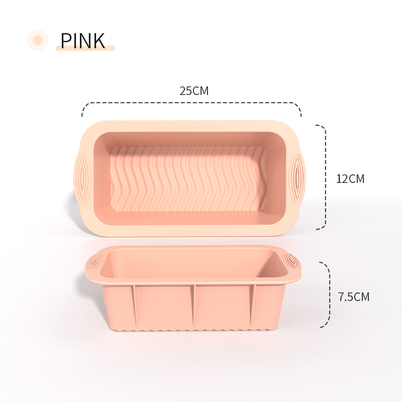 Molde rectangular de silicona para pan, molde para pan tostado, molde cuadrado largo para hornear para platos: Rosa
