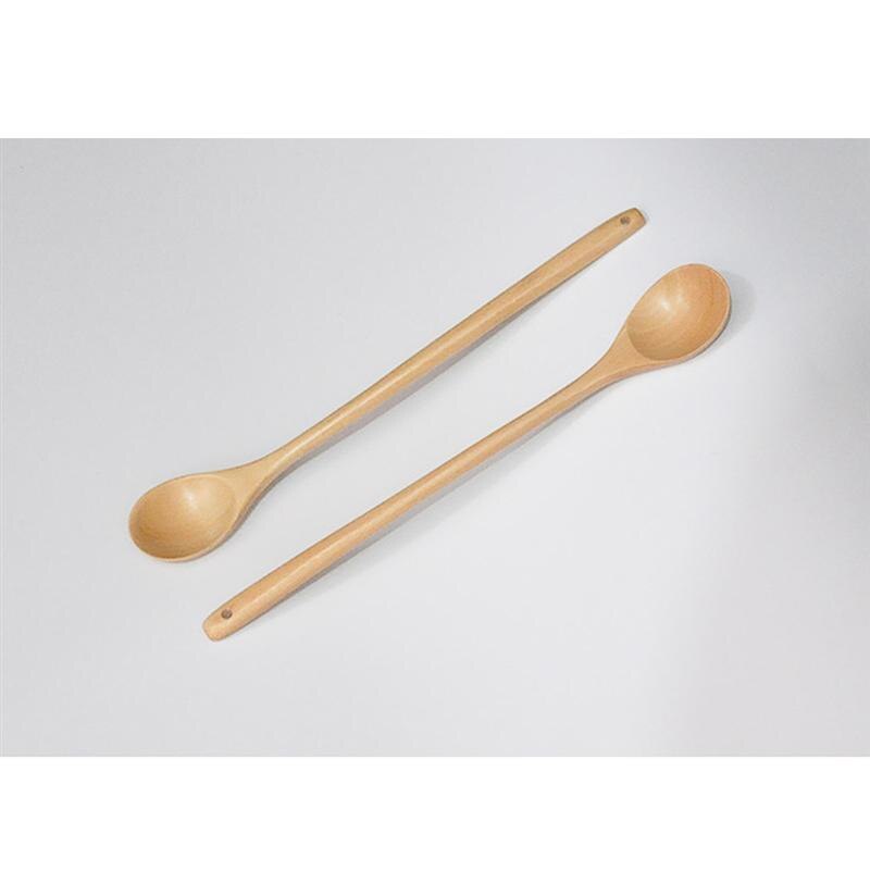 Puulusikat luonnollinen pitkä varsi sekoituslusikkaa puhdasväriset kahviteelusikat  (33cm)