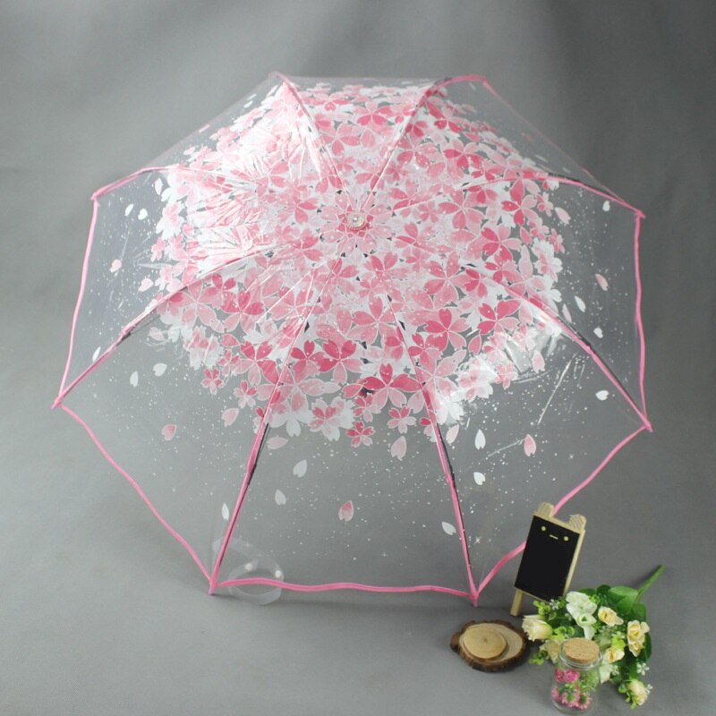 Flor de Cerezo transparente Paraguas de lluvia de las mujeres 3 plegable de La Flor de Sakura Paraguas mujer lluvia herramientas sol sombrilla Paraguas... Paraguas