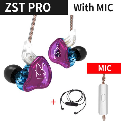 Kz Zst Bluetooth Oortelefoon 1DD + 1BA Driver Dynamische & Anker In Ear Monitors Geluidsisolerende Hifi Muziek Sport Oordopjes headset: Pro mic Bluetooth