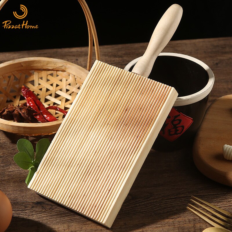 PizzAtHome Italian Pasta Board Gnocchi Macaroni Board Wooden Garganelli Board Making Noodles Butter Board Kitchen Tools