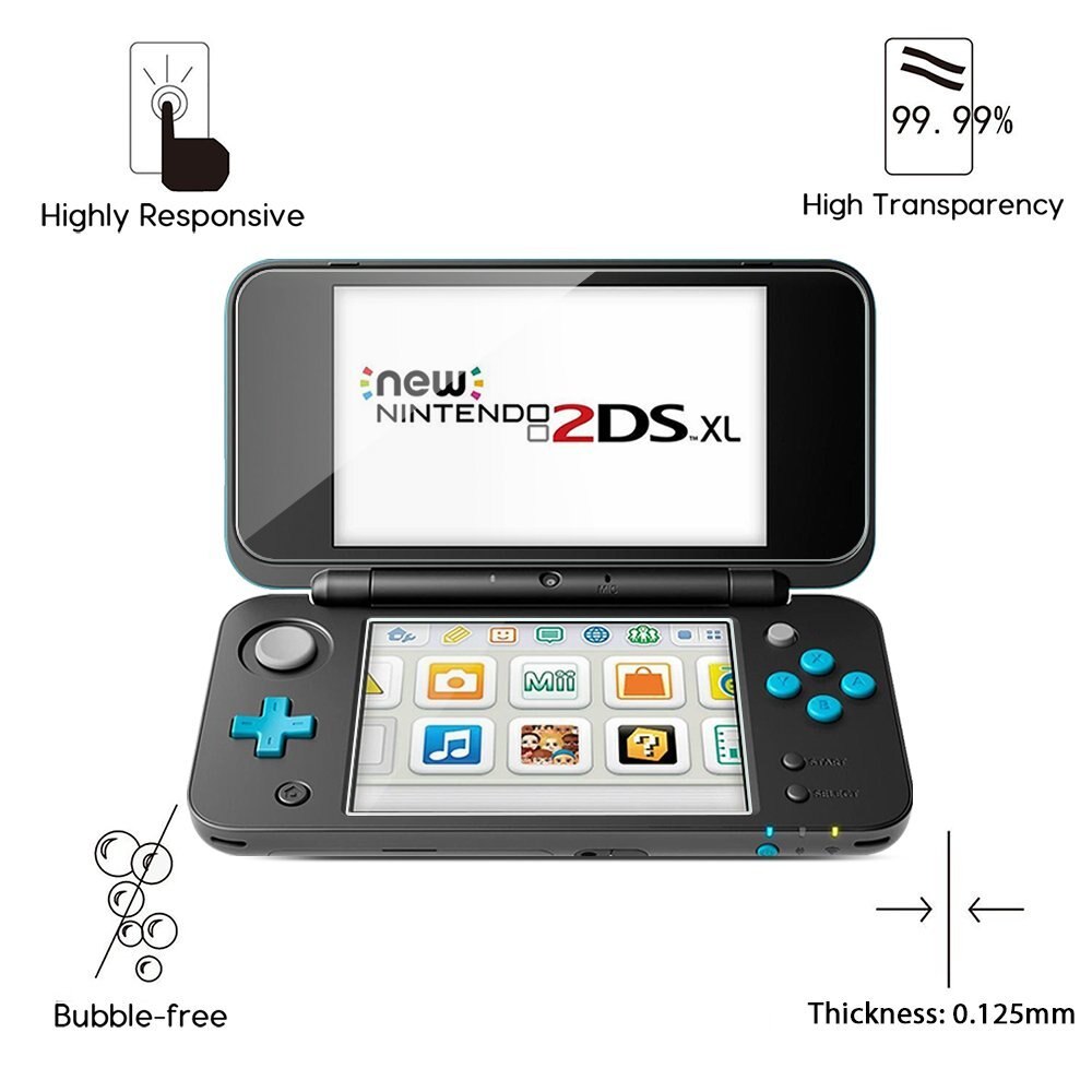 Protecteur d&#39;écran pour Console Nintendo 2DS XL/LL 2dsxl, Film de protection Premium HD, haut et bas en verre trempé