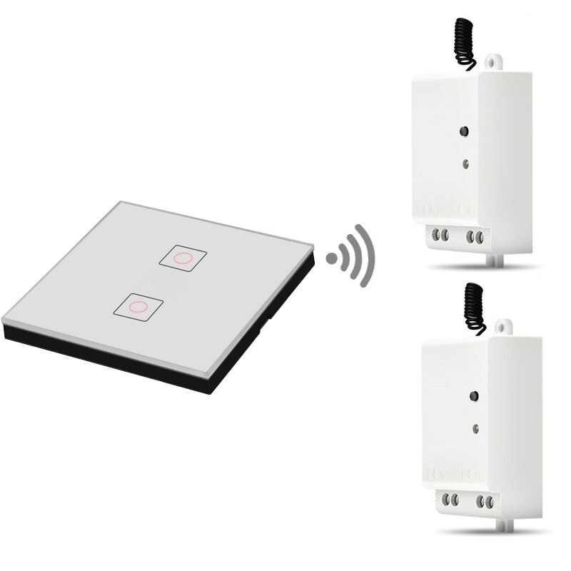 RF433 Smart Switch Remote Control Receiver 1/2/3 Gang Home Appliance Renovation Wireless RF Remote Control Switch: 2 gang white