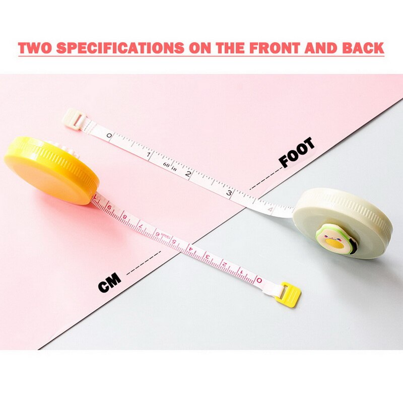 12PCs Stationery Cartoon Tape Measure Cute 1.5M Feet Double Size Measuring Scale Measurements Tape Measure Set