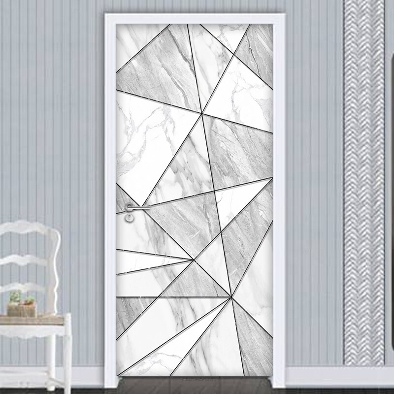 3D Geometric Marble Texture Self Adhesive Door Sticker Decorative Photo Wallpaper Wall Sticker Living Room Bedroom Jewelry Mural