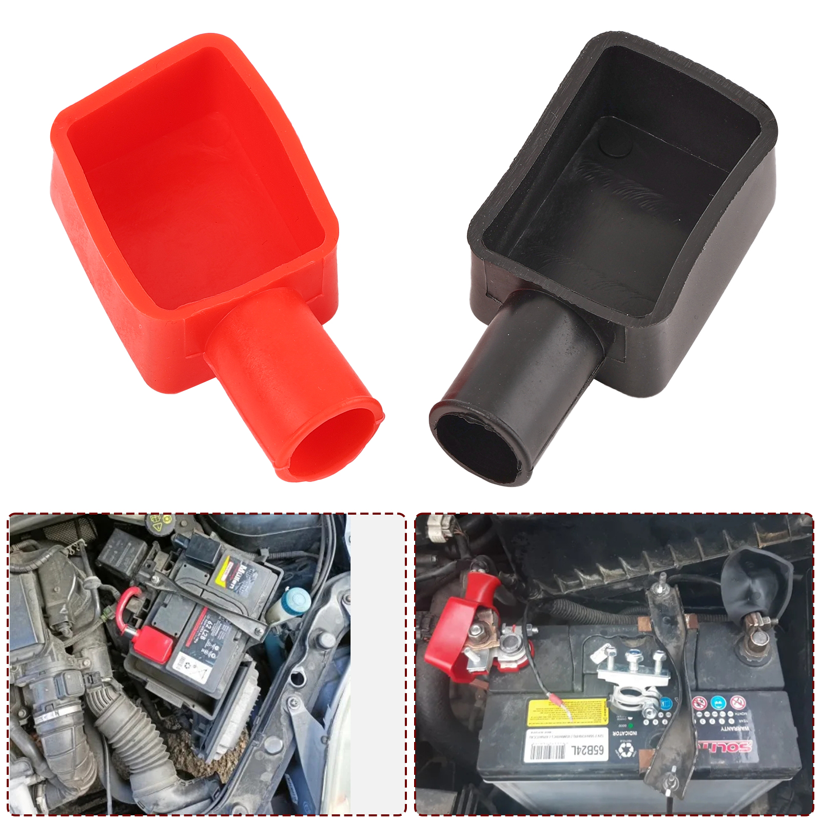 Tapa de Terminal de batería de coche Universal, cubiertas de terminales positivas negativas, Protector de baterías de repuesto, accesorios para coche, 1 par