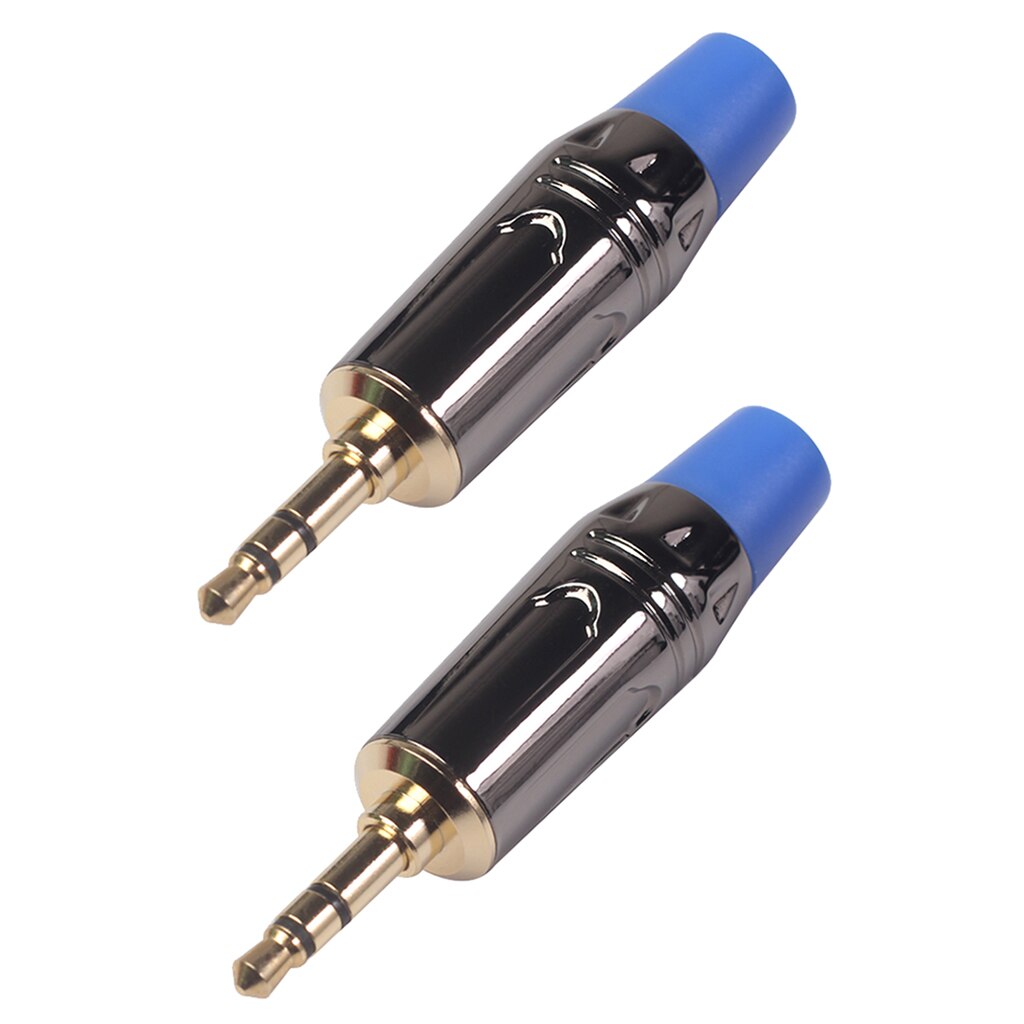 2 Stuks 3.5Mm Stereo Stekker Headset Audio Adapter W/Staart Plug Blue