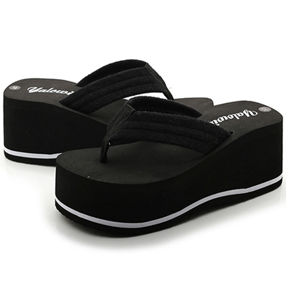 Womens EVA Casual Slip On Sandals Wedge Cute Summer Shoes Platform Heels Thong Flip Flops Solid Color