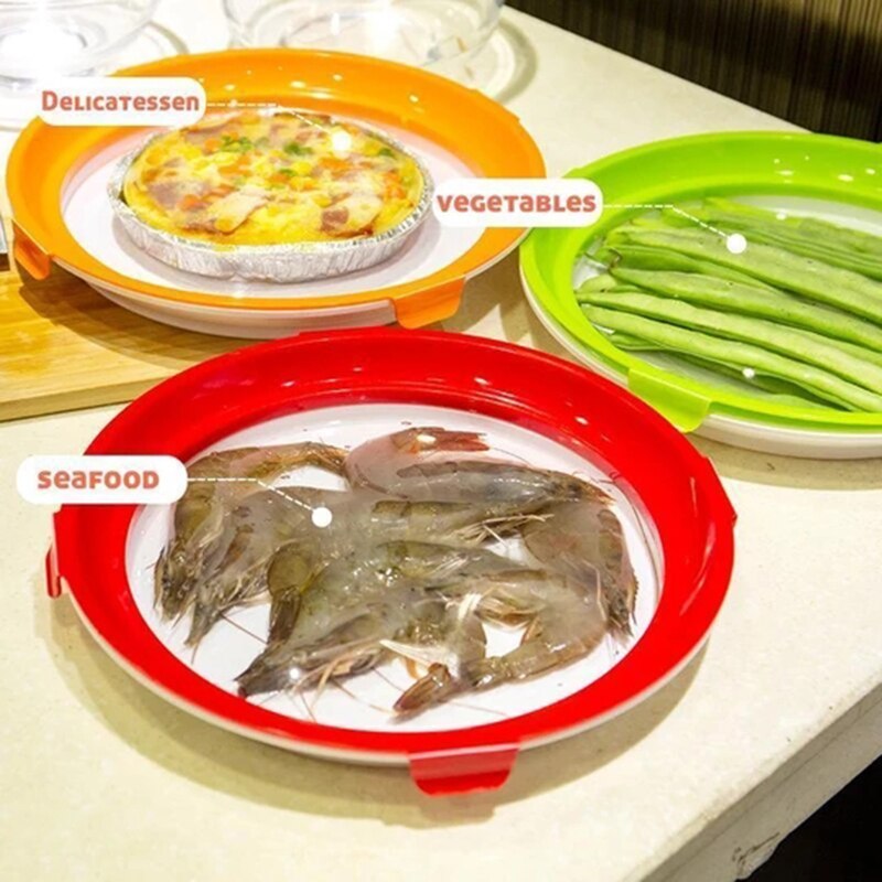 Round Clever Tray Food Preservation Tray Plastic Food Container Set Food Fresh Storage Serving Tray
