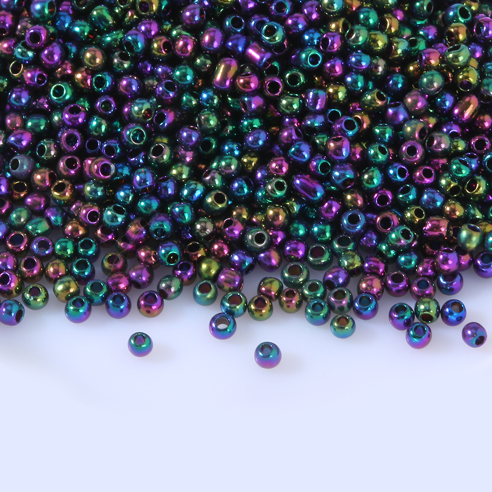 Cuentas de vidrio metálicas de 2mm, 11/0, espaciador redondo checo brillante, cuentas de semilla de corneta de cristal para fabricación de joyas, collar, pulsera, accesorios Diy