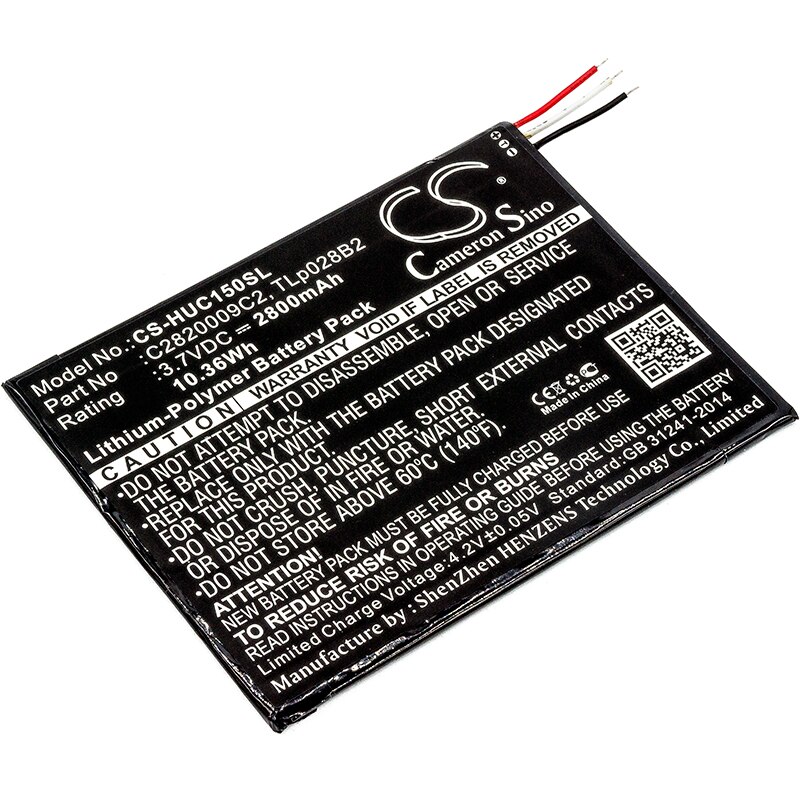 Cameron Sino 2800mAh Battery for Alcatel C2820009C2,TLp028B2,TLp028BC