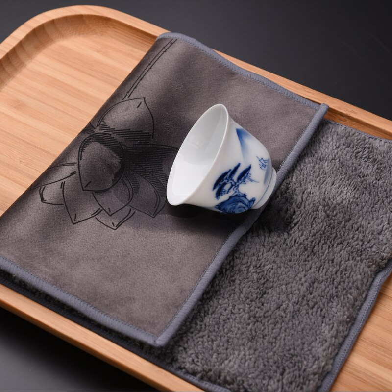 2 stücke Feine Lotus aufbringen Tee Servietten Verdickt Saugfähigen Baumwolle Tee Handtuch Kung Fu Tee Tisch Tuch Tee Zubehör Restaurant lappen