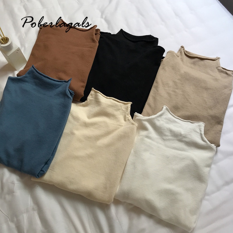 Jumper Winter Korean Sweaters Women pullovers Autumn knit Solid color Crimped loose long-sleeved wool-blend sweaters female