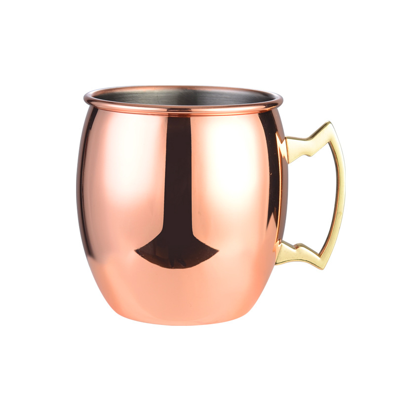 Tasse Mule de 550ml 18 onces moscou | Tasse en acier inoxydable martelée, plaqué cuivre, tasse de bière, tasse de café Bar, verres, directe: B-1Pc