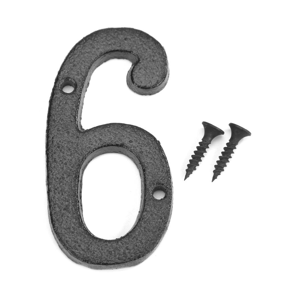 Metal Digital Numbers Cast Iron House Sign Doorplate DIY Cafe Wall Decor: 6