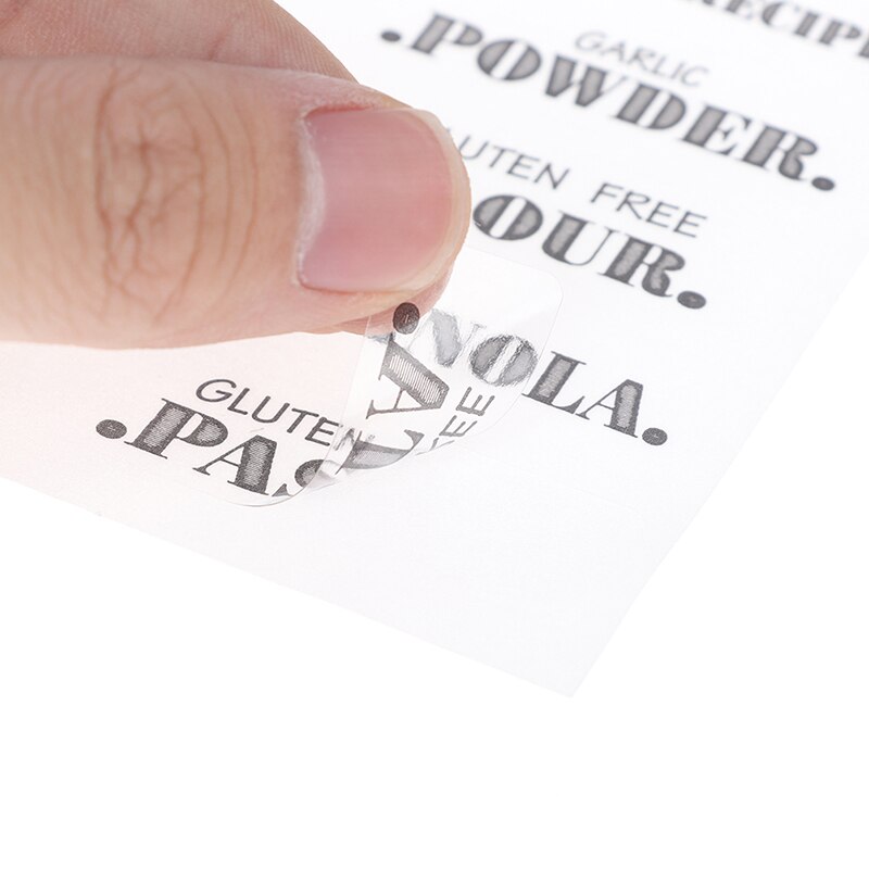 Etiquetas de despensa transparentes, pegatinas impermeables para tarros de comida, 6 hojas