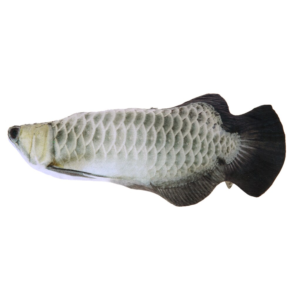 30cm Funny Pet Electric Toys USB Rechargeable 3D Simulation Fish Moving Tail Cat Playing Toy Vibration Fish Chewing Cat Toys: Silver Arowana