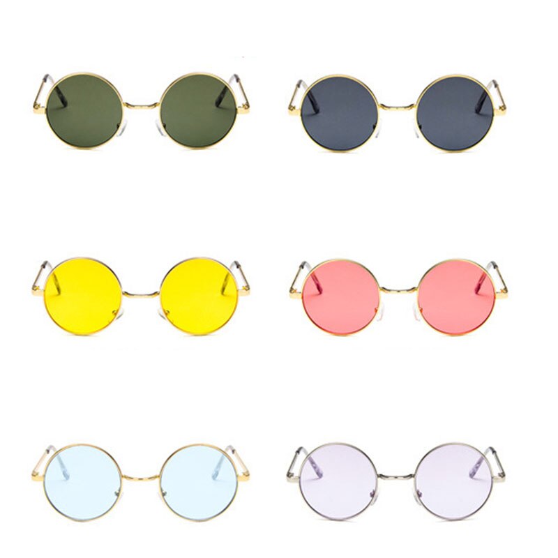Gafas de sol redondas Vintage para mujer, lentes de Color del océano con espejo, de , marco de Metal, circulares,