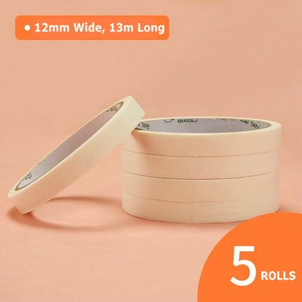 5 Rolls Tekening Afplakband Voor Schilderen Multifunctionele 12Mm/18Mm/24Mm/36Mm Breed washi Tape 13M Jumbobroodje Kunstenaar Tape: 12mm Wide