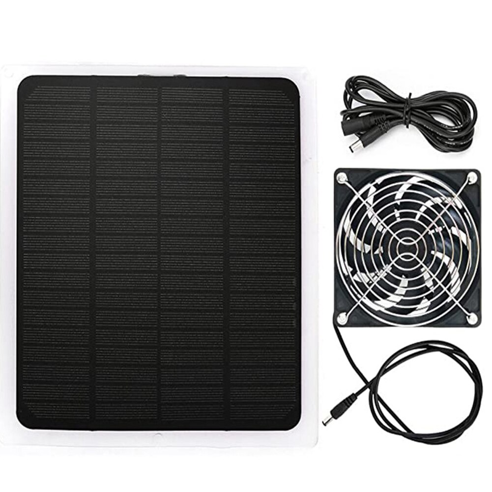 10W 12V Solar Panel Powered Fan 6 Inch Mini Ventilator Solar Exhaust Fan for Dog Chicken House Greenhouse RV Car Fan Charger