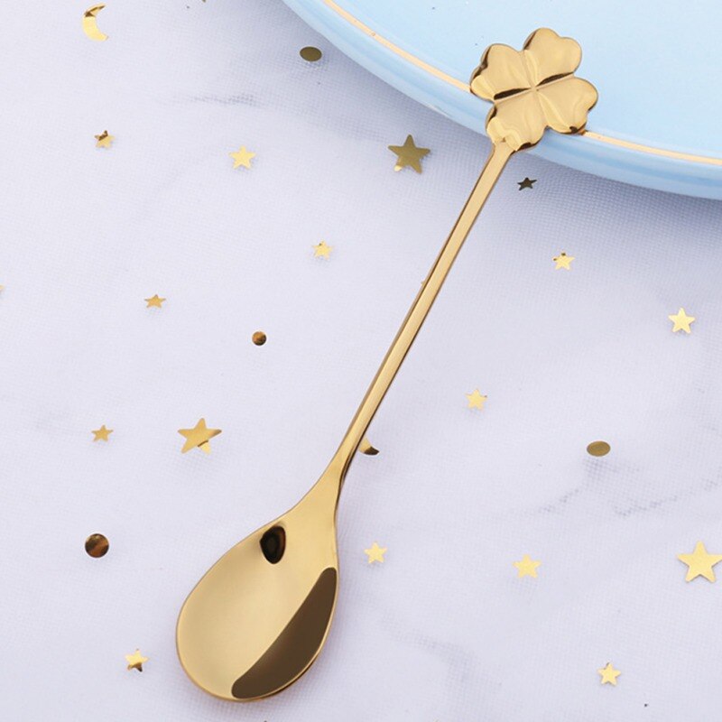 Long Handle Tea Coffee Mixing Spoon Dessert Vintage Teaspoons Drink Tableware Unique Shape Stainless Steel Kitchen Tools: F