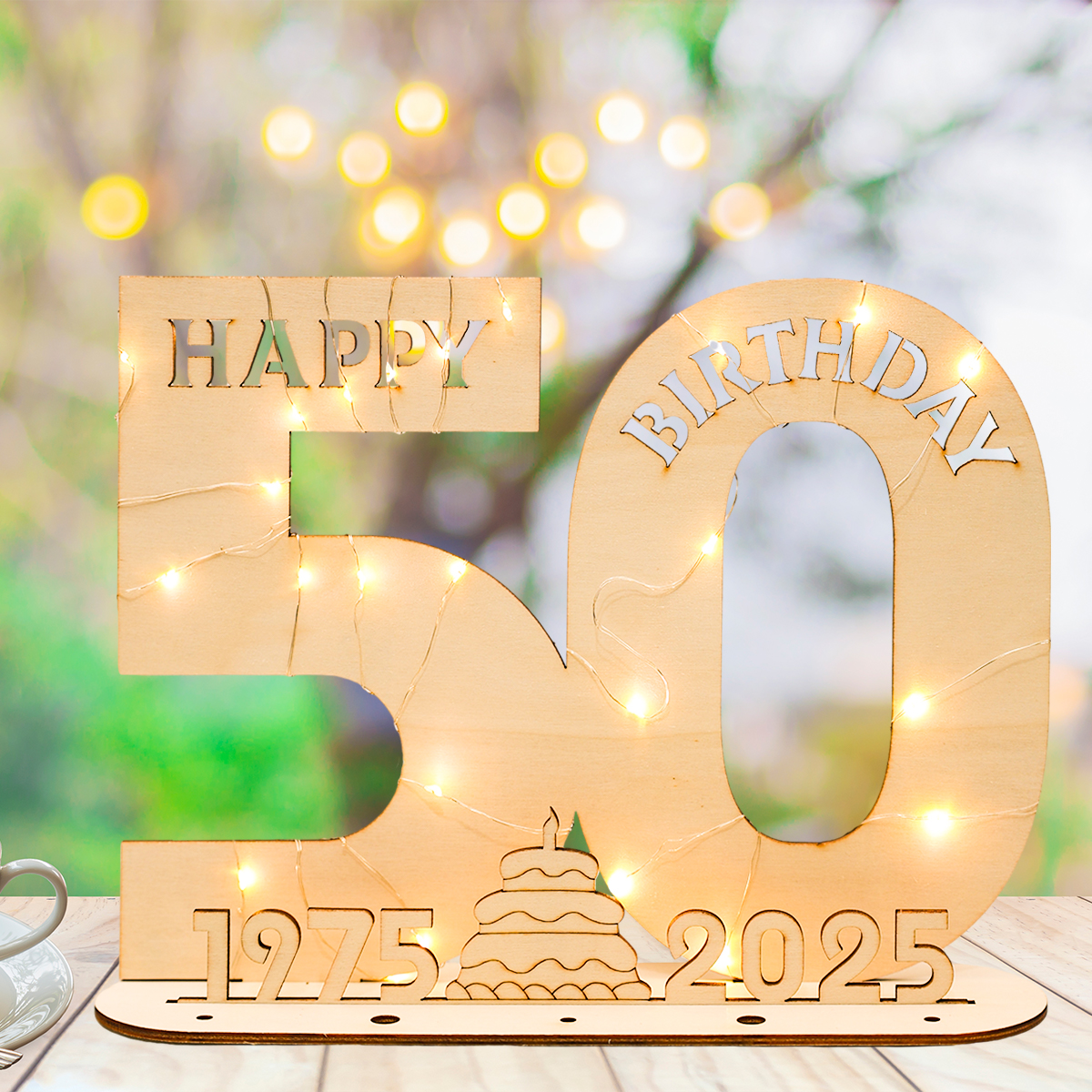 Numeri portato in legno con luci Insegna fai-da-te illuminata per artigianato artistico Decorazioni per feste di compleanno fai-da-te di età 18 30 40 50 60 Decorazioni in legno
