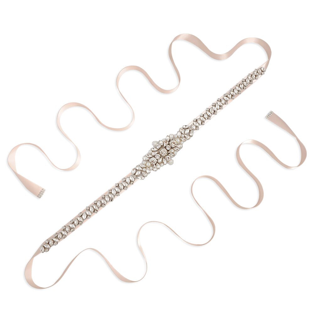 Trixy  s350 luxe bruidsgordel met strass steentjes, kristallinten, bruidsgordels, bruidsmeisjesjurken, accessoires: Babyroze