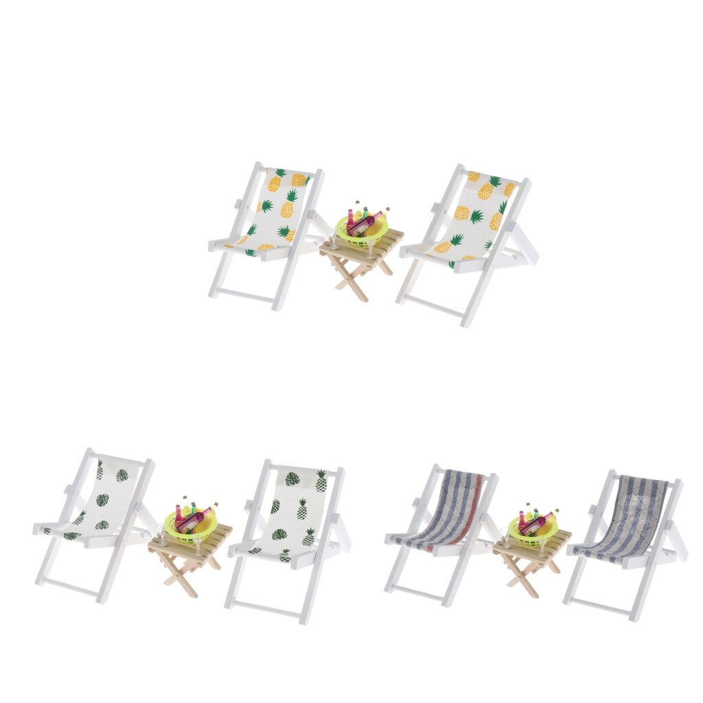 1/6 Houten Meubilair Model En Accessoires, Vouwen Strand Stoel Tafel Drinks Set - 3 Stijlen Voor Kiezen