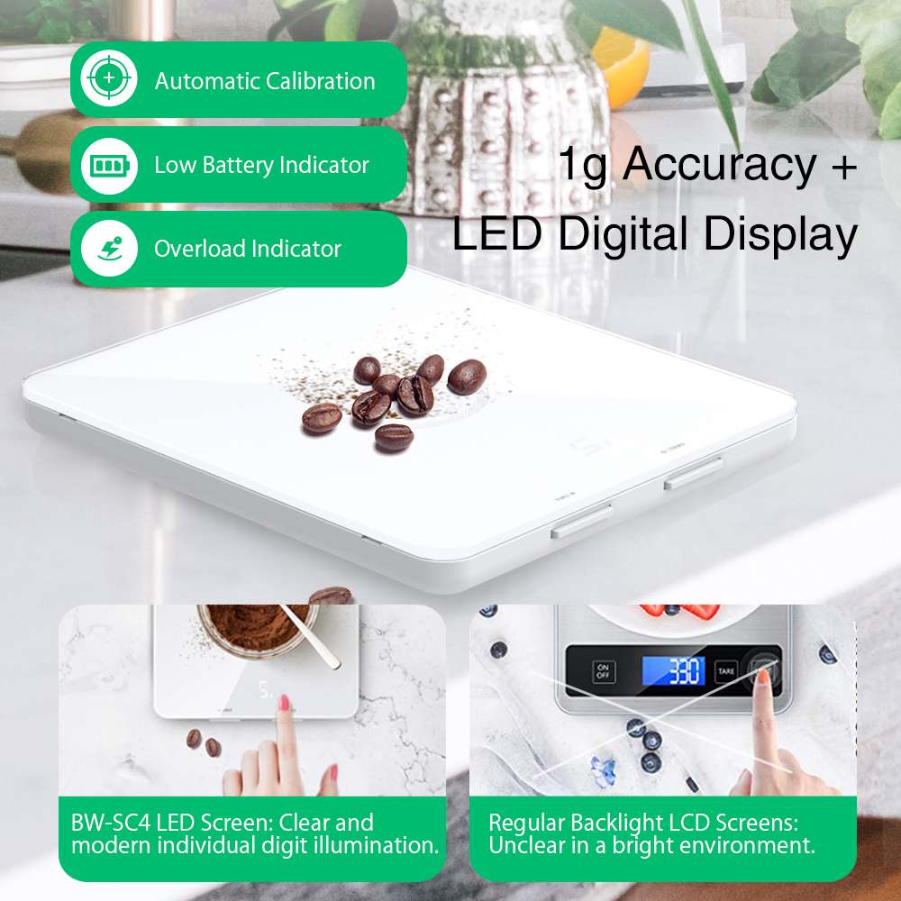 Blitzwolf BW-SC4 DC4.5V Led Display Huishoudelijke Mini Schaal Met 1G Hoge Precisie Gehard Glas + Abs Meerdere Unit Keuken-Schalen