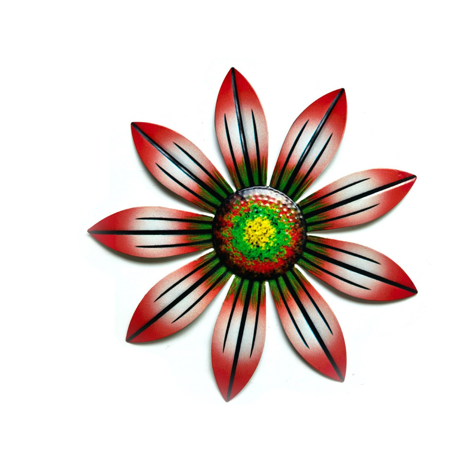 Metal Flower Wall Decor Rustic Floral Wall Art Sculpture for Home Garden Porch Patio Decoration: Red