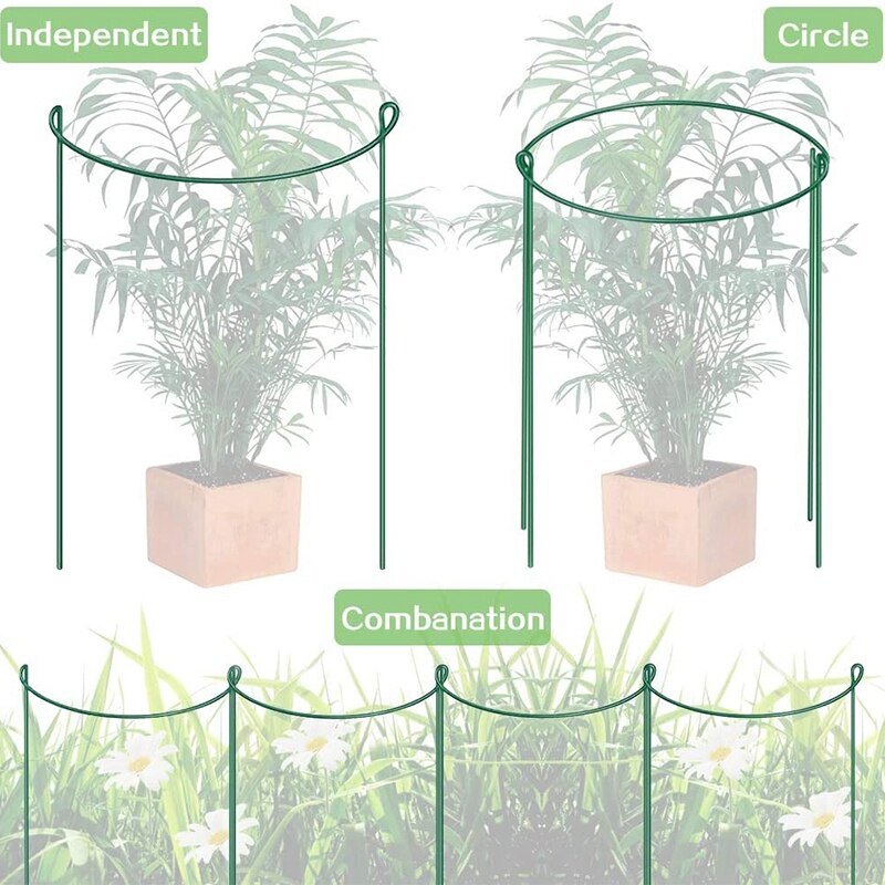 12 pièces Support plante Pile métal jardin plante Pile vert demi-cercle plante Support anneau fleur Arrangement fixation tige