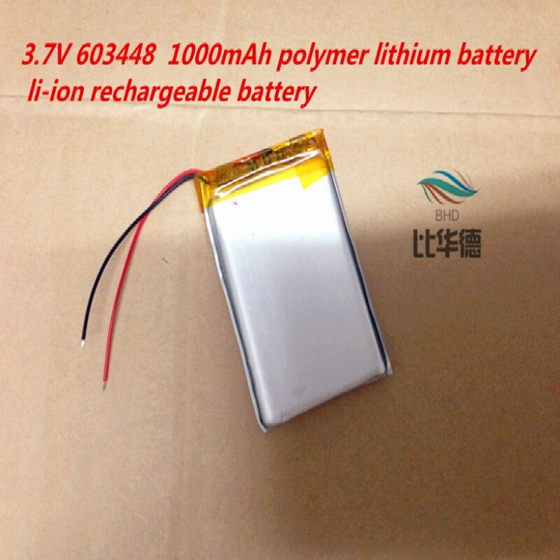 3.7V 603448 1000mAh tablet battery li-ion rechargeable battery