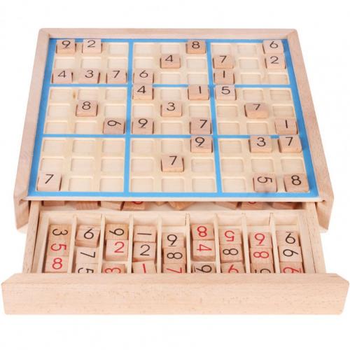 1 Set Sudoku Educational Multi-function Wooden Desktop Games Sudoku for: Blue